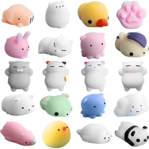 20Pcs Mini squeeze toy squishy Mochi Soft Release Stress Toys Kawaii Animal Squishy Decompression toys Seal Octopus Rabbit #N2