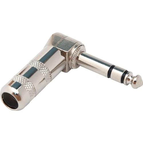 2pcs 6.35mm (1/4") Male Right Angle TRS Stereo Audio Plug solder Connector adapter