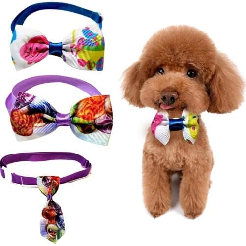 4pcs Pet Tie Cat Dog Tie Collar Headwear Set E Puppy Toy Grooming Bow Tie Necktie Clothes Adjustable For Puppy Kittens Necklace