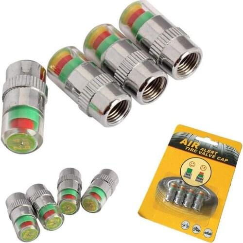 4pcs/set Atsafe Automatic Indicators Alert of Low Pressure in Vehicle Tyres Stem Valve Caps