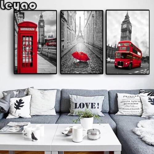 Full Drill Mosaic Round Diamond Painting City London Paris Landscape Diamond Embroidery Cross Stitch Kit Diamond Art Christmas