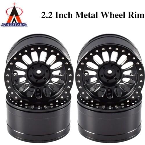 AUSTAR 4Pcs 2.2 Inch Metal Beadlock Wheel Rim for 1/10 RC Rock Crawler Axial SCX10 AX10 RR10 Wraith Traxxas TRX-4 KM2