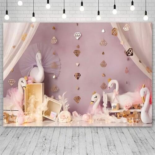 Avezano Birthday Princess Backdrop Baby Shower White Swan Pink Photography Background For Photo Studio Photozone Photocall Decor