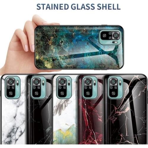 For Xiaomi Redmi Note 10 Pro Marble Tempered Glass Case For Redmi Note 10S 9 Pro Max 9S Cover Redmi K40 9T 9A 9C 8 Pro 8T Coques