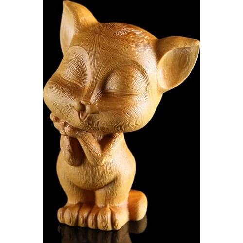 Escultura de madera de gato para el hogar, pequeños adornos de pared, regalo de San Valentín, colección de arte, estatuas animal