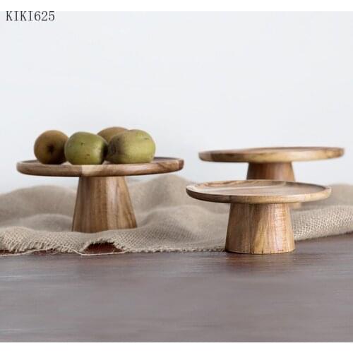 European-style Wooden Cake Tray Fruit Dessert Tray Household Round Fruit Pastry Display Stand Living Room Modern Home Decoration