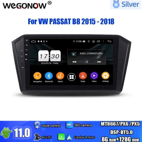 For VW PASSAT B8 2015 - 2018 PX6 DSP 10.1" HD Android 10.0 4GB RAM 8 core 64GB Car DVD Player GPS RDS Radio wifi Bluetooth5.0