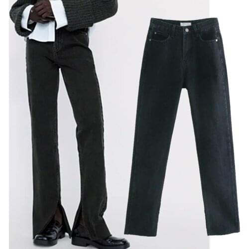 Jenny&Dave Women Vintage Jeans England Style High Street Washed Jeans Woman High Waist Jeans Forking Flare Jeans For For Women