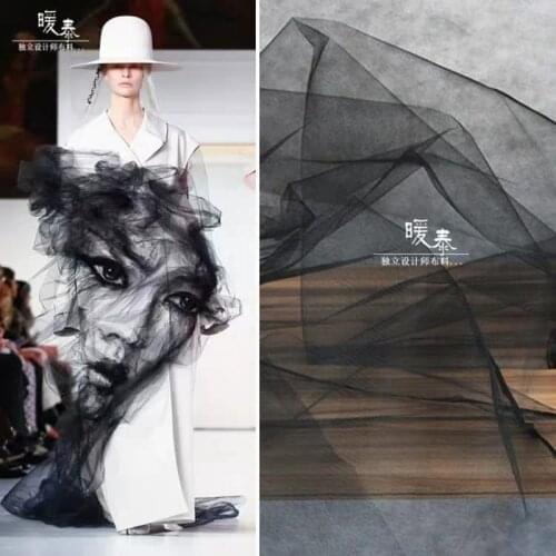 Hexagon Mesh Tulle Fabric Black White DIY Patchwork Bridal Veil Party Decor Fluffy Skirt Gown Wedding Dress Designer Fabric