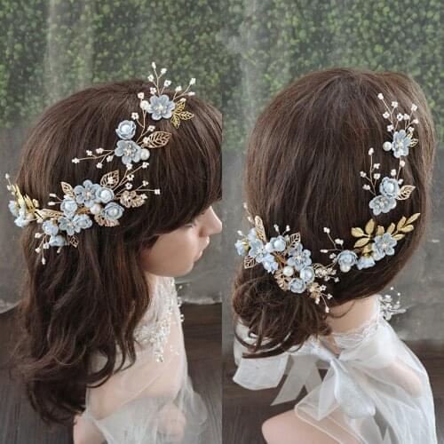 Korean brides headpiece sweet little fresh hair powder hair combed wedding plate hair accessories