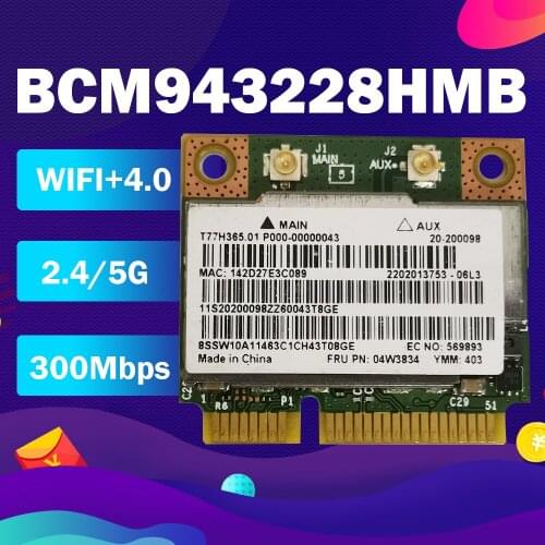 Hot Sale BCM943228HMB Bluetooth Half Mini Pci-e Wireless WiFi Card For ThinkPad E430 E130 APR-19