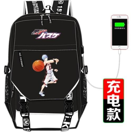 Anime Kurokos Basketball Printing Backpack Kuroko Tetsuya Seirin11 Canvas School Bags USB Charging Laptop Backpack Travel Bags