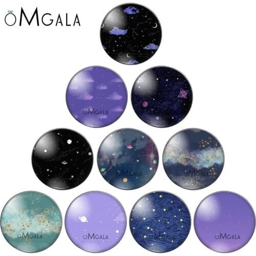 Beautiful Sky Drawing Paintings 10pcs mix 12mm/16mm/18mm/25mm Round photo glass cabochon demo flat back Making findings