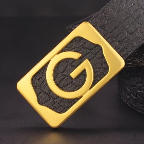 High Quality G letter slide buckle belts men 3.8cm wide Crocodile pattern Waistband luxury famous brand designer ceinture homme