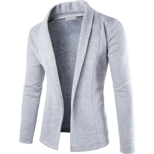 Men Cardigan Coat Turn-down Collar Jacket 3 Colors Business Coat Long Sleeve Autumn Winter Mens Clothing Slim Jacket