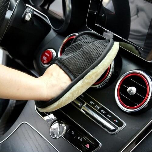 Wool Soft Car Washing Gloves Cleaning Brush for lada vesta granta niva xray kalina for GAZ Gazelle renault arkana