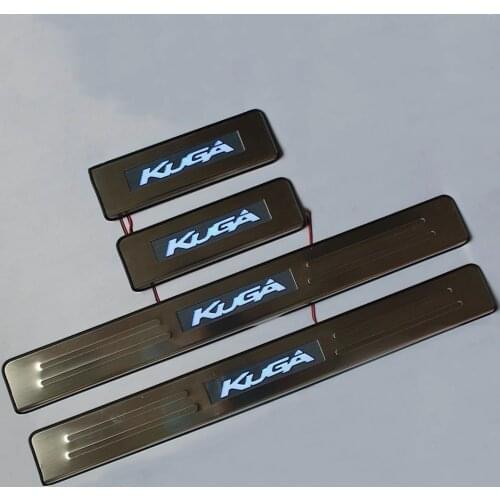 Stainless Steel Led Door Sill Scuff Plate Guard Protector Trim For Ford Kuga 2012-2019