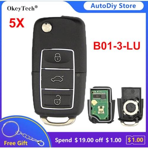 OkeyTech 5PCS 3 Button Universal KD Remote Key B01 B Series For VW Style For Keydiy KD900 URG200 KD-X2 Auto Key Programmer Black