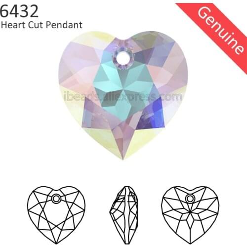 New (1 piece) 100% Original Crystal from Swarovski 6432 Heart Cut Pendant loose rhinestone charm for DIY necklace jewelry making