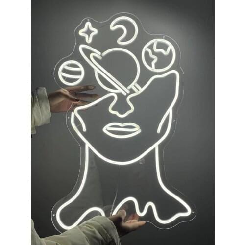 Custom Galaxy Brain Led Flex Transparent Acrylic Cute Neon Sign Light Wall Hanging Decoration for Child Home Bedroom Party Gift