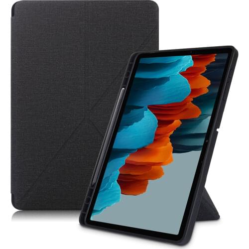12.4"Case for Galaxy Tab S7 Plus Model SM-T970/975/976 with Pen Holder,Standing Origami Slim Shell Cover Support Auto Wake/Sleep