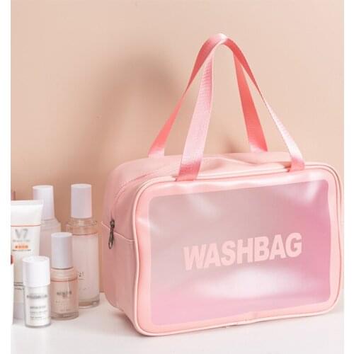 Women Travel Storage Bag Girl Toiletry Organize Waterproof PVC Cosmetic Bag PU Portable Transparent MakeUp Bag Female Wash Bag