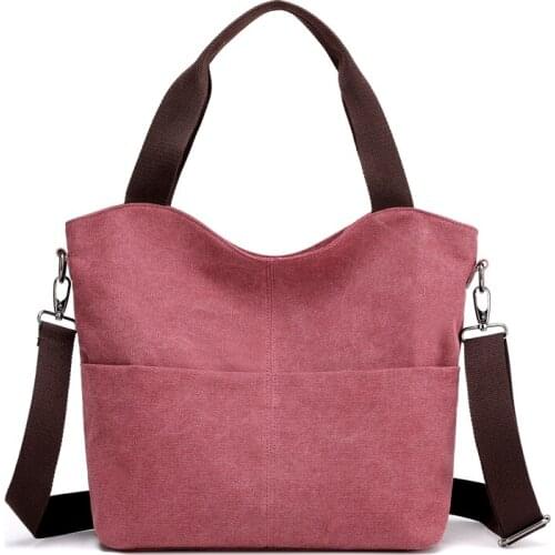 Fashion Womens Canvas Solid Bucket Handbag Shoulder Bag Messenger Bag Multifunction Travel Large Satchel