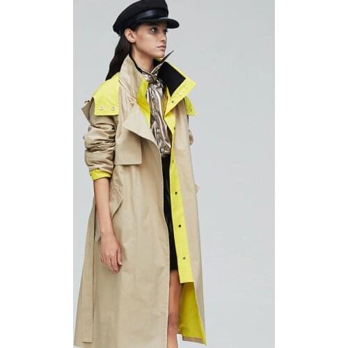 2020 Autumn Fashion Cotton Coat With Belt Women Long Trench Hooded Chic Windproof Casaco Abrigo Streetwear