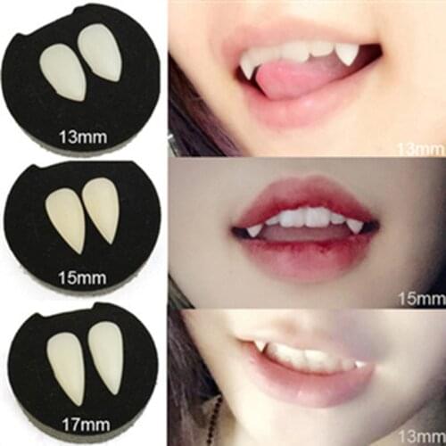 1 Pairs Vampire Teeth Fangs Dentures Props Halloween Costume Props False Teeth Solid Glue Denture Adhesive Halloween Party Decor