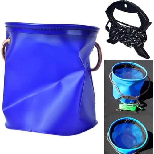 1Pc Outdoor Fish Tackles Canvas Fishing Bucket Tackle Tools Bag Folding Bucket Portable Camping Hiking