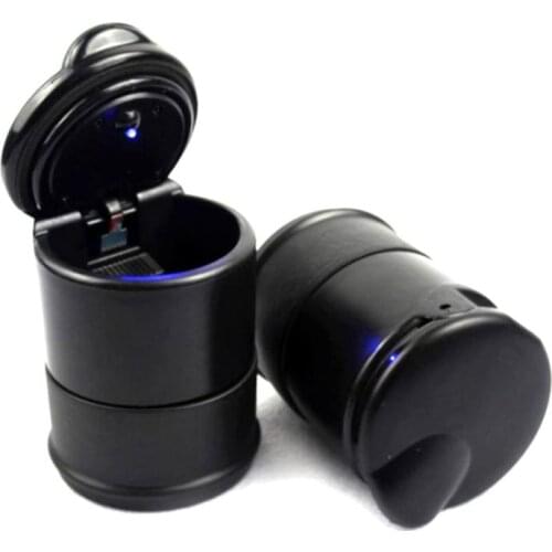 1 Pcs Portable Car Truck LED Cigarette Smoke Auto Ashtray Blue LED Light Smokeless Ashtray Anti-slip Rubber Cigarette Holder