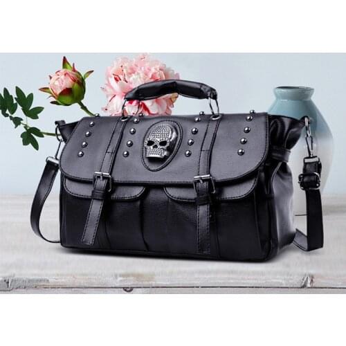 2021 Luxury Designer Handbags Skull Bags Women Shoppers Fashion Vintage Punk Style Rivet Rhinestone Double Pocket Crossbody Bags