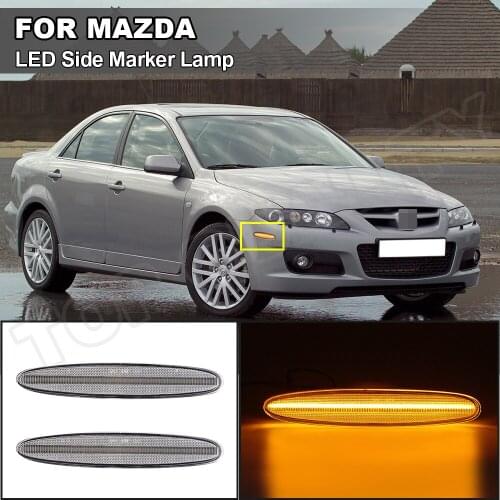 2X LED Side Marker Turn Signal Light Clear Lens No Error For Mazda 6 2003-2008 OE#:GK2A515E0A GK2A515F0A MA2551113 MA2550113