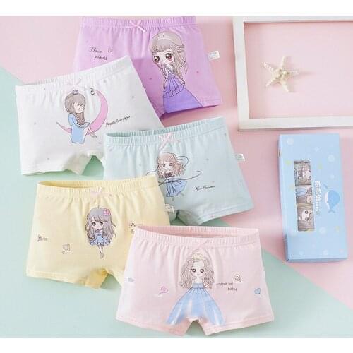 5 pcs/lot Breathable Cotton Toddler Girls Boxer Briefs Princess Gilrs Soft Underwear Cartoon Panties Shorts Pants