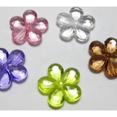 100 Pcs/Pack Mixed Colour Transparent Acrylic Faceted Flower Charm Charm Pendants Keychain Beads DIY Making Accesso 20mm