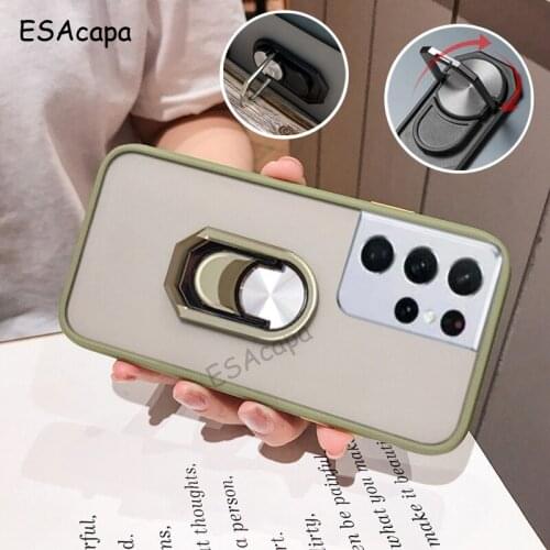 Candy Colors Ring Stand Holder Phone Case For Samsung S21 S20 Ultra A32 5G Transparent Silicone Cover For Samsung A94 M31S A02