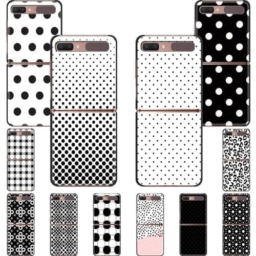 Black and White Polka Dot Cover For Samsung Galaxy Z Flip 5G Black Foldable Hard PC Phone Case ZFlip 6.7" Fold Shell Coque Capa