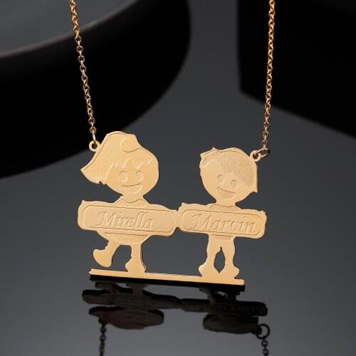 Child Necklace Custom Name Pendant Stainless Steel Jewelry Baby Nameplate Gold Chain Couples Necklaces For Girl/Boy Gift