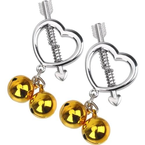 IKOKY Nipple Stimulator Teaser 1 Pair Sex Toy for Women Couples Metal Breast Clips Adult Games Heart Shape Nipple Clamps
