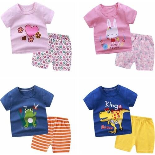New Baby Boys Summer Outfits Clothes Sets Toddler Kids Girls Short Sleeve Tops+ Casual Short Pants 2pcs Set
