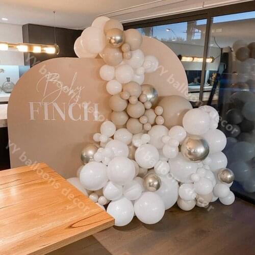 Matte White Globos White Sand Chrome Gold Ballon Arch Balloons Garland Wedding Baby Shower Party Decorations Doubled Cream Peach