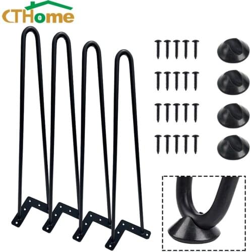 4pcs Iron Metal Table Leg Hairpin Feet U-Type 10-55cm Chairs Desk TV Stand Sofa Cupboard Bathroom Cabinet Bedside Furniture Legs
