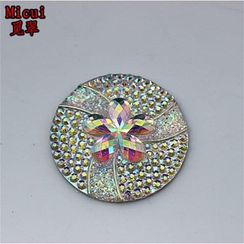 Micui 30pcs 29mm AB Clear Round Resin Rhinestone Flatback Rhinestones Gems Stone for crafts clothing dress decoration ZZ481