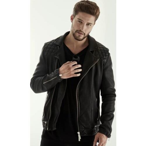 Genuine Leather Mens Washed Biker Nappa Jacket GE0001