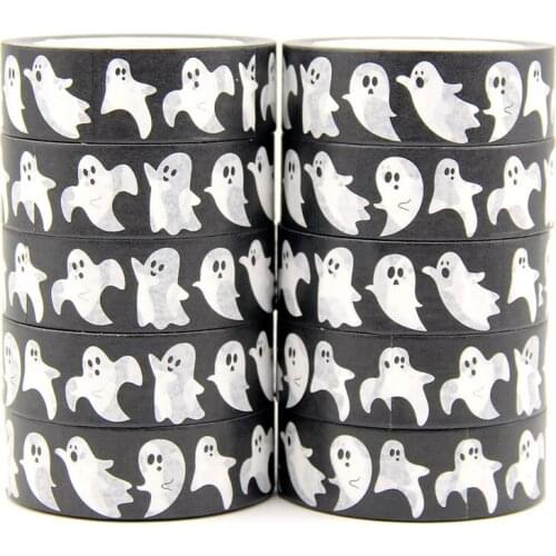 NEW 10pcs/Lot 15MM*10M Halloween White Ghlosts Washi Tape DIY Scrapbooking Paper Photo Album Adhesive Masking Tape