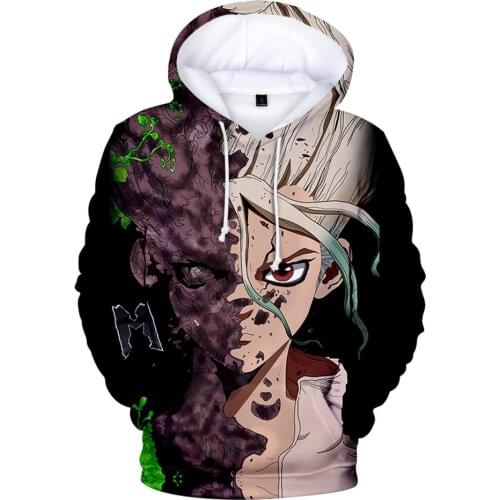 2021 New Dr stone 3D Printing Hoodies Anime Dr stone Hoodie sweatshirt Boys/girls Cartoon Clothes Cute Children Clothing