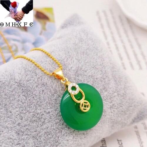 OMHXFC Jewelry Wholesale YM1204 European Fashion Fine Woman Girl Party Birthday Wedding Gift Peace Buckle24KT Gold Pendant Charm