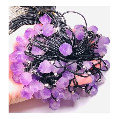 Natural Crystal Pendant Brazil Amethyst Stones Reiki Fashion Mineral Jewelry For Women Or Man