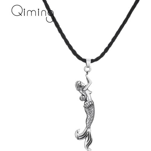 Silve Mermaid Necklace For Women Siren Charm Seaman Ocean Jewely Viking Slavic Pendant Necklace Dropship