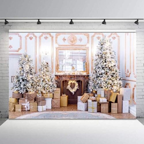 Christmas Decoration Tree Backdrop Gifts Toy Indoor Photo Background Newborn Baby Kids Backgrounds for Photo Studio
